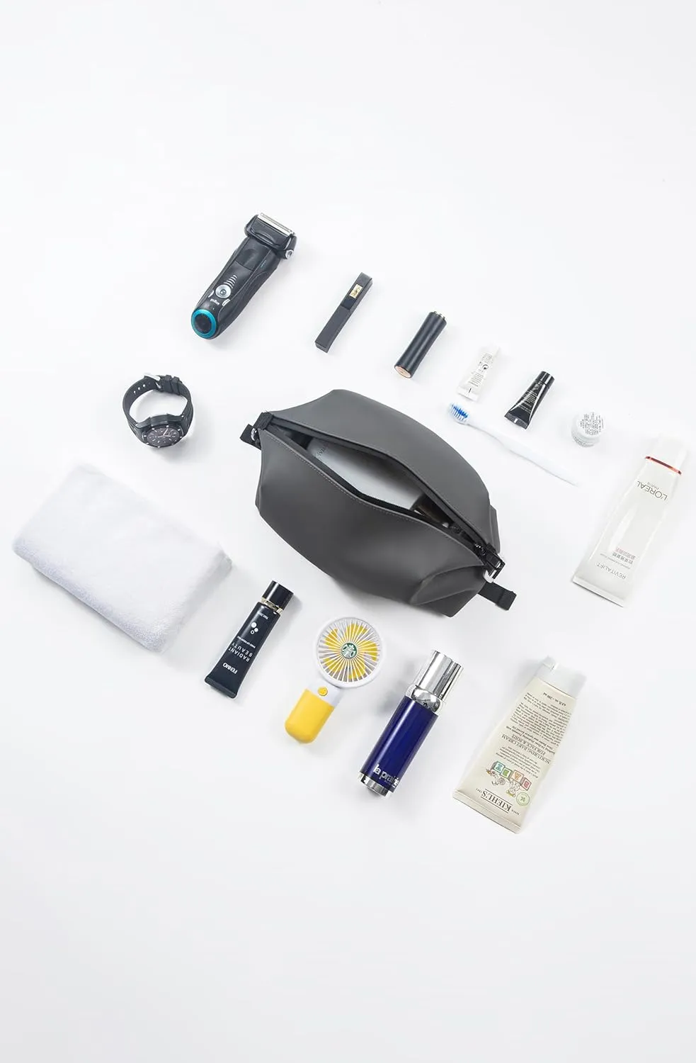 13" 6L Large Silicone Dopp Kit,Waterproof Leakproof Toiletry Bag,Foldable Travel Makeup Case for Mens Womens,Grey