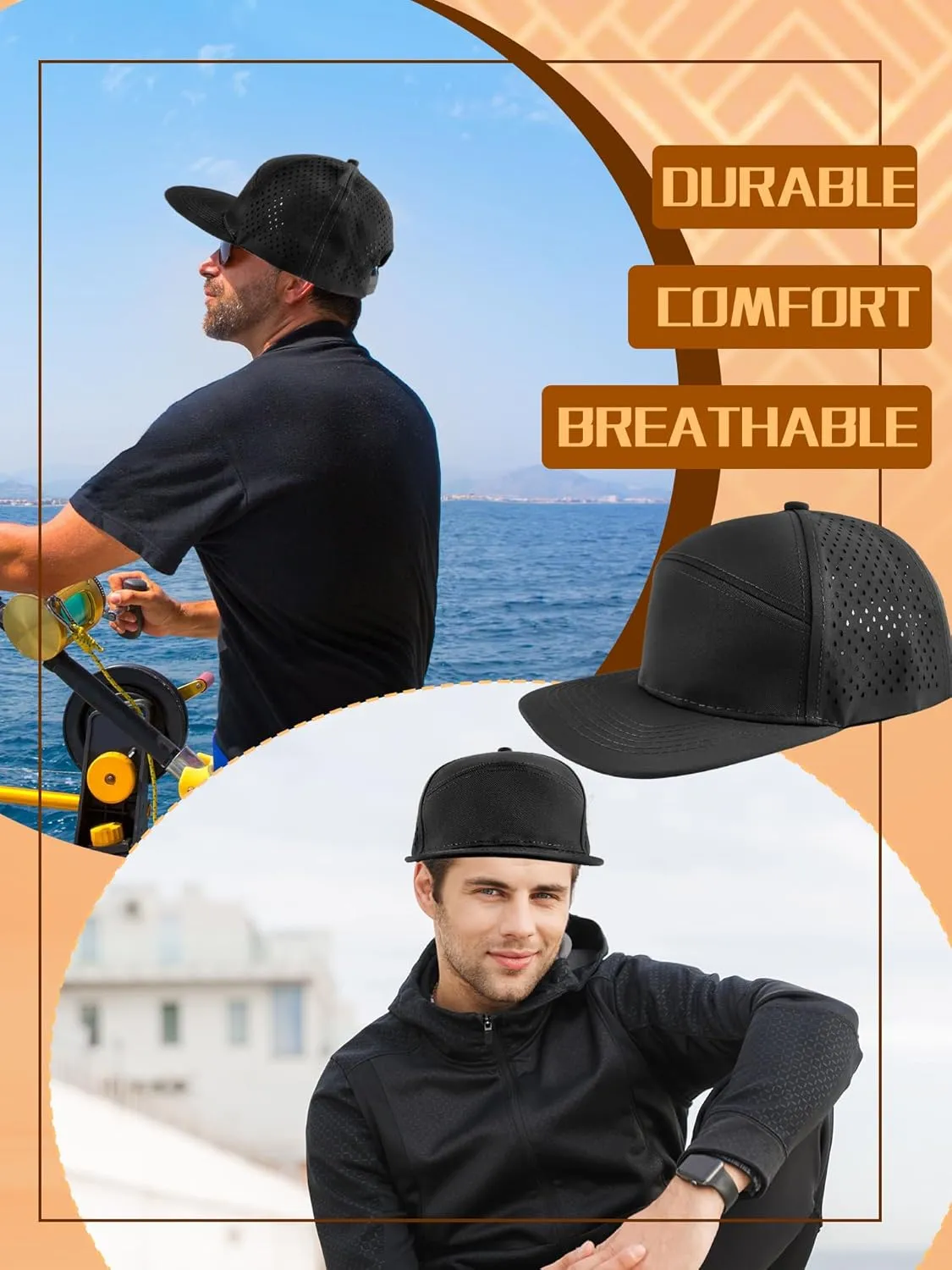 2 Pcs Adult Snapback Hat Flat Brim Baseball Cap Adjustable Mesh Back Baseball Hat for Men Women Golf Running