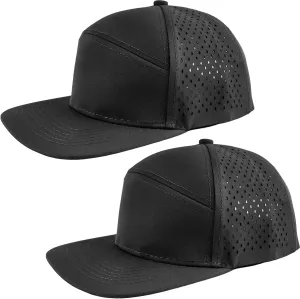 2 Pcs Adult Snapback Hat Flat Brim Baseball Cap Adjustable Mesh Back Baseball Hat for Men Women Golf Running