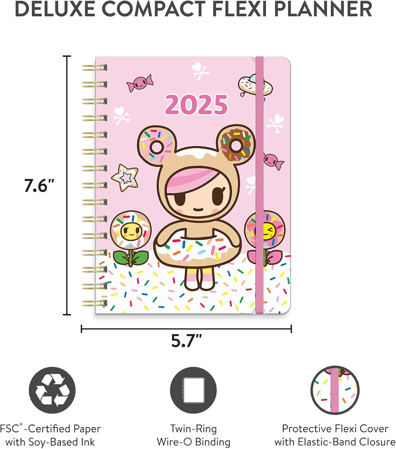 2025 Planner - Daily, Weekly and Monthly Planner 2024-2025, Orange Circle Studio 17 Month Calendar, July 2024 - December 2025, 5.7" x 7.6" - Compact Flexi Planner tokidoki Donutella Print