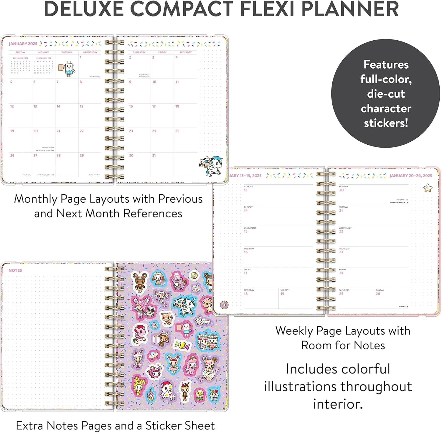 2025 Planner - Daily, Weekly and Monthly Planner 2024-2025, Orange Circle Studio 17 Month Calendar, July 2024 - December 2025, 5.7" x 7.6" - Compact Flexi Planner tokidoki Donutella Print