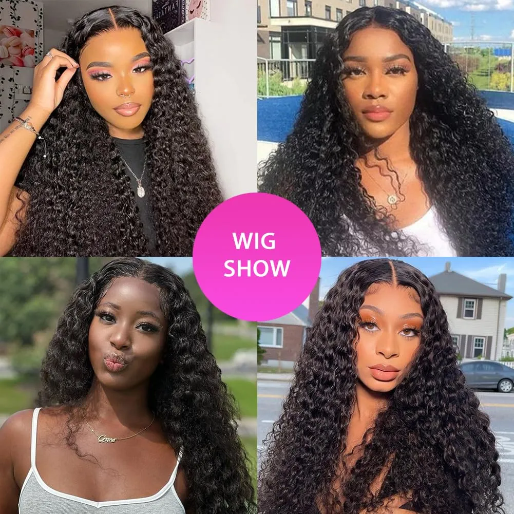 26 Inch Bye Bye Knots Wear and Go Glueless Wigs Human Hair Deep Wave HD 7X5 for Real No Glue Lace Wig, 3D Dome Cap Glueless Wig Pre Plucked, Pre Cut Glueless Wig Natural black 200% Density
