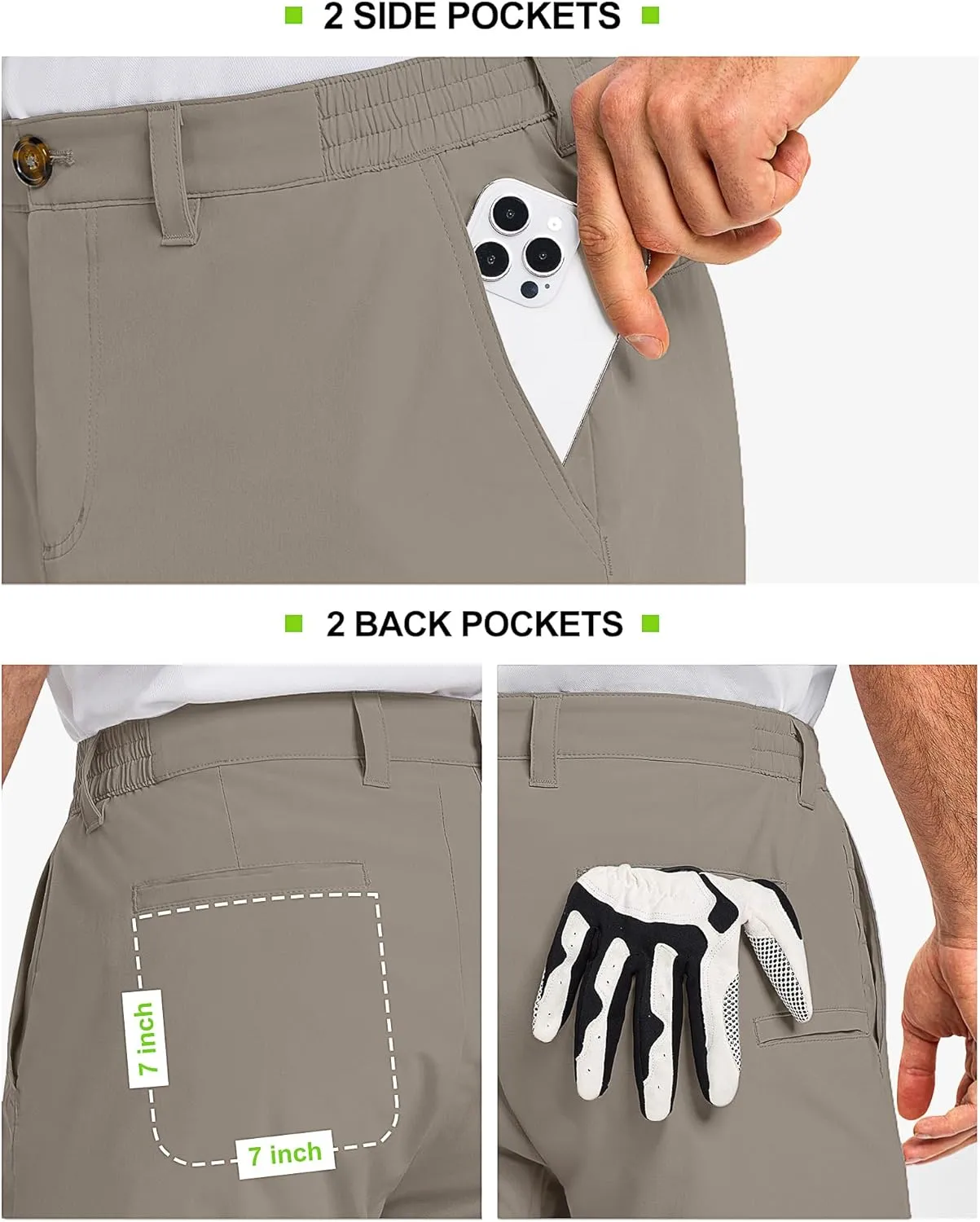 33,000ft Men's Golf Shorts 9" Dry Fit Stretch Golf Short UPF 50  Lightweight Flat Front Golf Shorts with Pockets