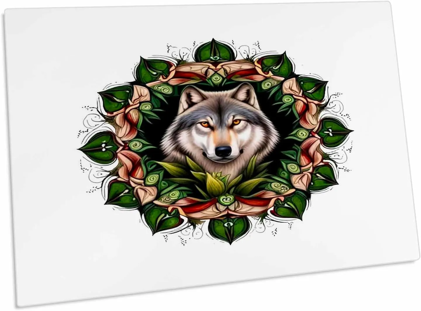 3dRose A Timber Wolf Surrounded by Ladys Slipper Minnesota... - Desk Pad Place Mats (dpd-384060-1)