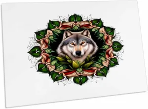 3dRose A Timber Wolf Surrounded by Ladys Slipper Minnesota... - Desk Pad Place Mats (dpd-384060-1)