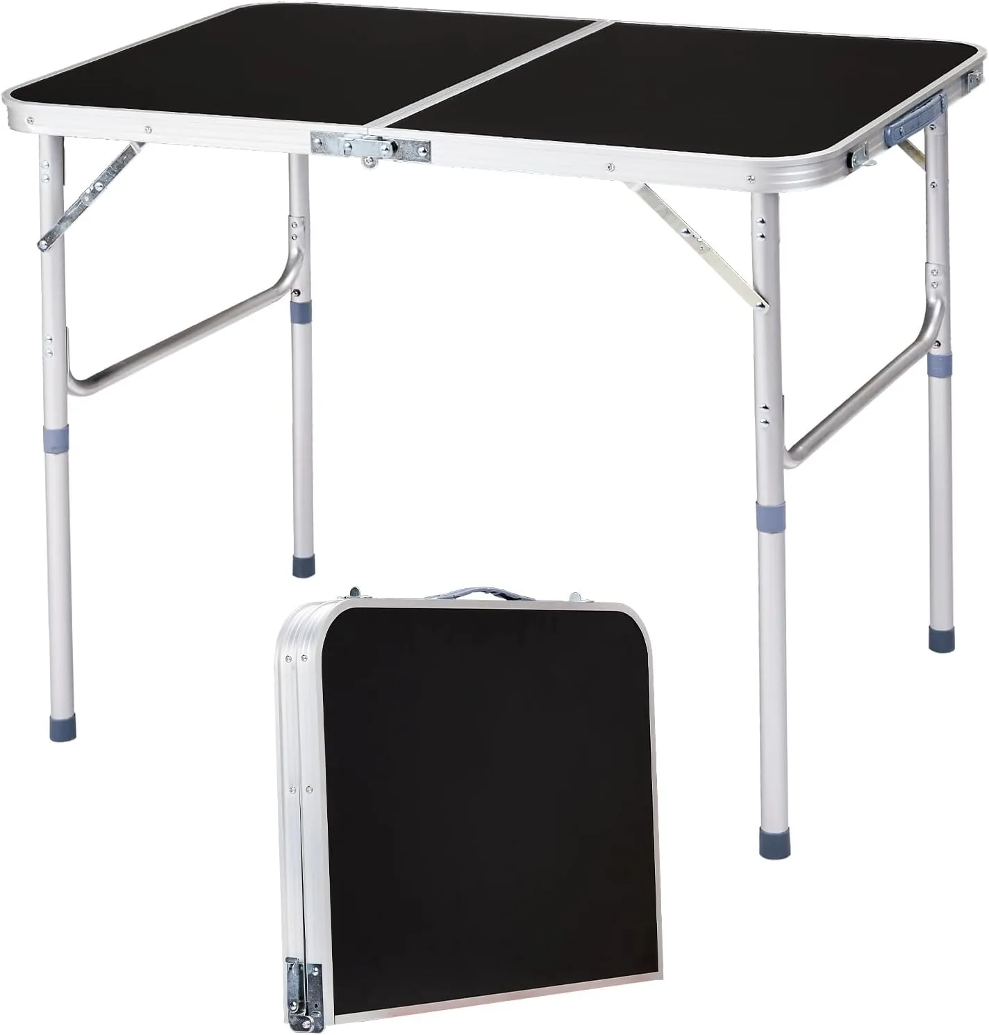 3FT Aluminum Folding Camping Table – Portable Lightweight Outdoor Picnic Table, Black, Collapsible for BBQ, Tailgate, RV, Patio, Beach (Black)