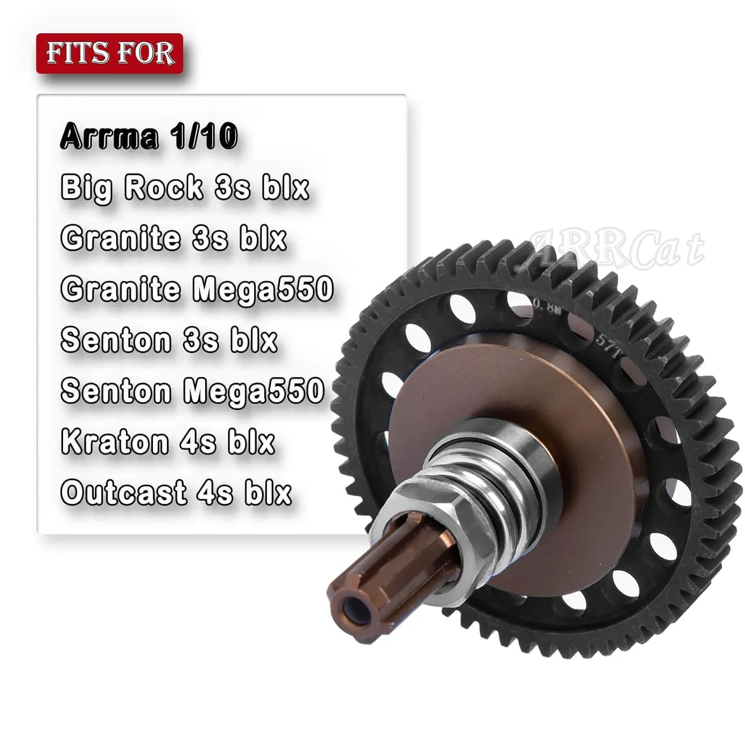 57T 0.8Mod Slipper Gear with 3.175mm Pinions Gear 15T 16T 17T RC Gears Upgrades Part for 1/10 Arrma Granite Senton Big Rock Vorteks 3S Blx Mega550, Kraton Outcast 4S Blx, 1/8 Typhon 3S,Bronze