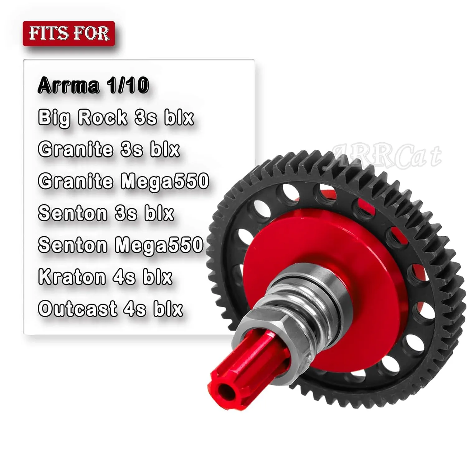 57T 0.8Mod Slipper Gear with 3.175mm Pinions Gear 15T 16T 17T RC Gears Upgrades Part for 1/10 Arrma Granite Senton Big Rock Vorteks 3S Blx Mega550, Kraton Outcast 4S Blx, 1/8 Typhon 3S,Red