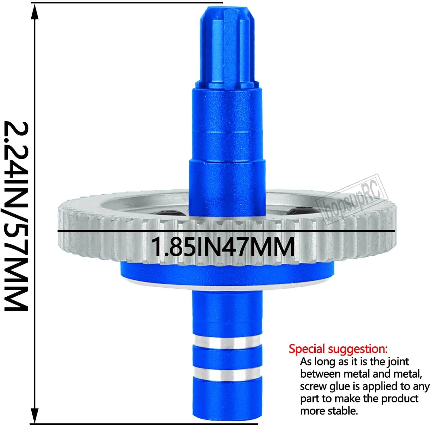 57T Spur Gear Slipper Clutch (0.8) Pitch Gear Differential Upgrades Part for 1/10 Senton Granite Vorteks Big Rock 3S BLX,Kraton Outcast 4S BLX,1/8 Typhon 3S BLX.Navy Blue