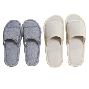 6 Pair of Open Toe Breathable Slippers,Solid Color Casual Slippers,Spa Slippers for Guests, Hotel, Travel, Unisex Universal Size Washable (3 beige medium size 3 gray large size)