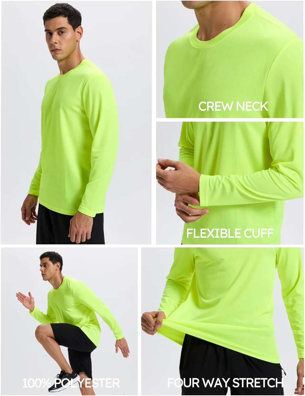 7 Pack Men's Long Sleeve Shirts Sun Protection Shirts Lightweight UPF 50  Rash Guard for Running Workout Fishing