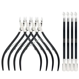 8Pieces Cuticle Trimmer Cuticle Nipper Cuticle Remover Cuticle Cutter with Cuticle Pusher Stainless Steel Cuticle Cutter Clipper Nail Tools for Fingernails and Toenails (Black)