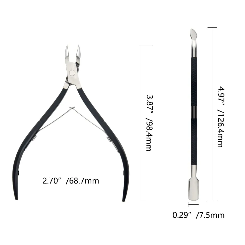 8Pieces Cuticle Trimmer Cuticle Nipper Cuticle Remover Cuticle Cutter with Cuticle Pusher Stainless Steel Cuticle Cutter Clipper Nail Tools for Fingernails and Toenails (Black)