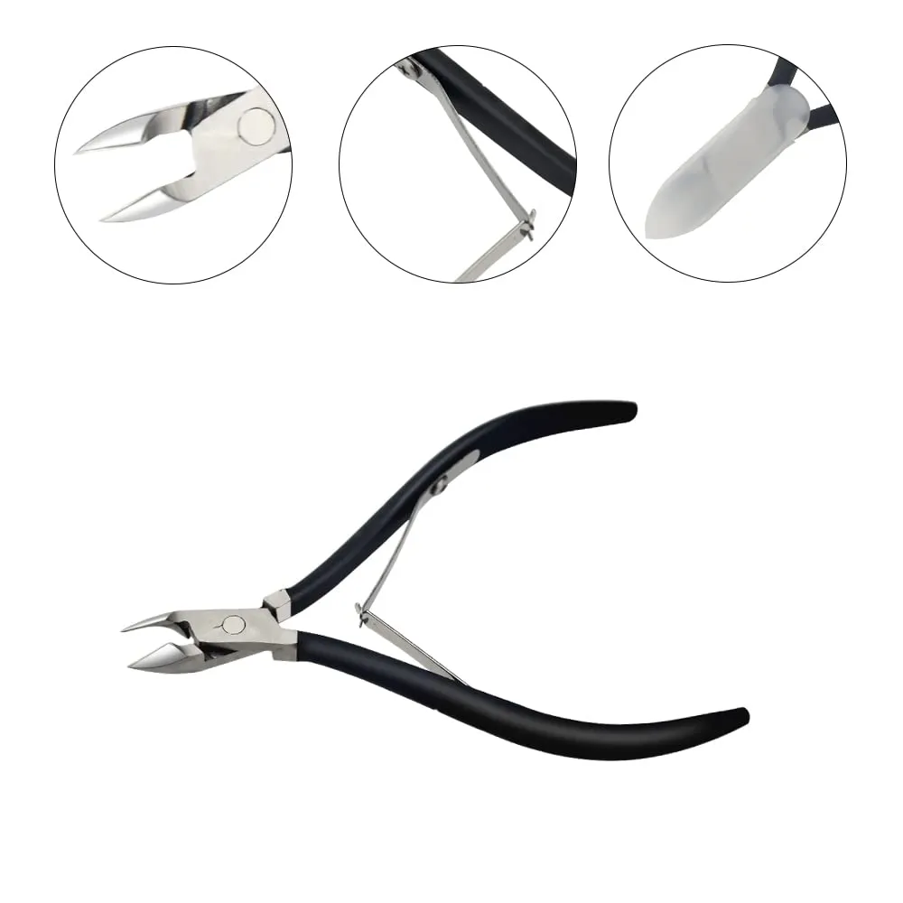 8Pieces Cuticle Trimmer Cuticle Nipper Cuticle Remover Cuticle Cutter with Cuticle Pusher Stainless Steel Cuticle Cutter Clipper Nail Tools for Fingernails and Toenails (Black)