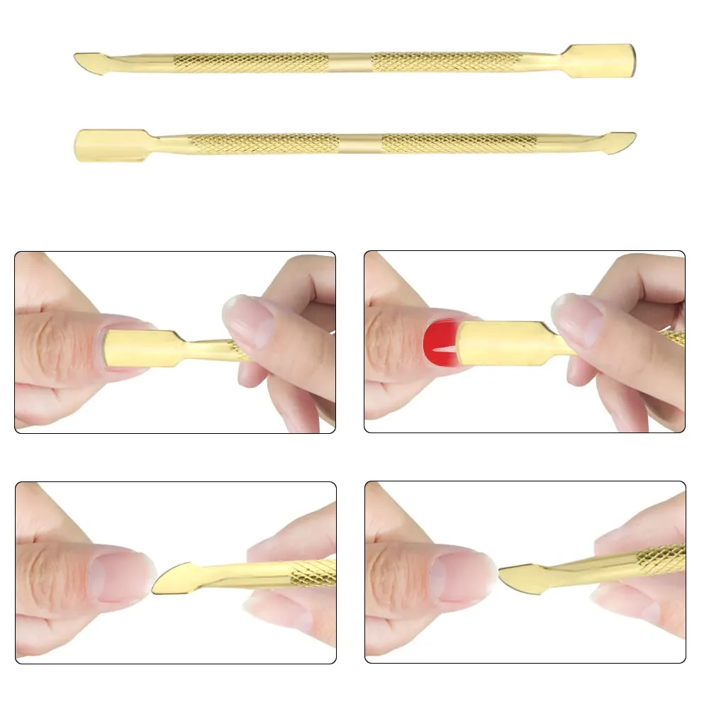 8Pieces Cuticle Trimmer Cuticle Nipper Cuticle Remover Cuticle Cutter with Cuticle Pusher Stainless Steel Cuticle Cutter Clipper Nail Tools for Fingernails and Toenails (Gold)