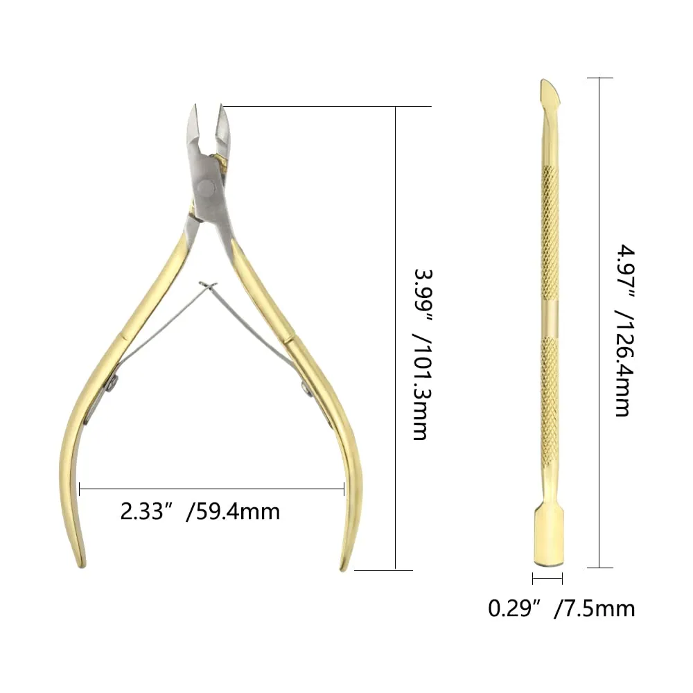 8Pieces Cuticle Trimmer Cuticle Nipper Cuticle Remover Cuticle Cutter with Cuticle Pusher Stainless Steel Cuticle Cutter Clipper Nail Tools for Fingernails and Toenails (Gold)