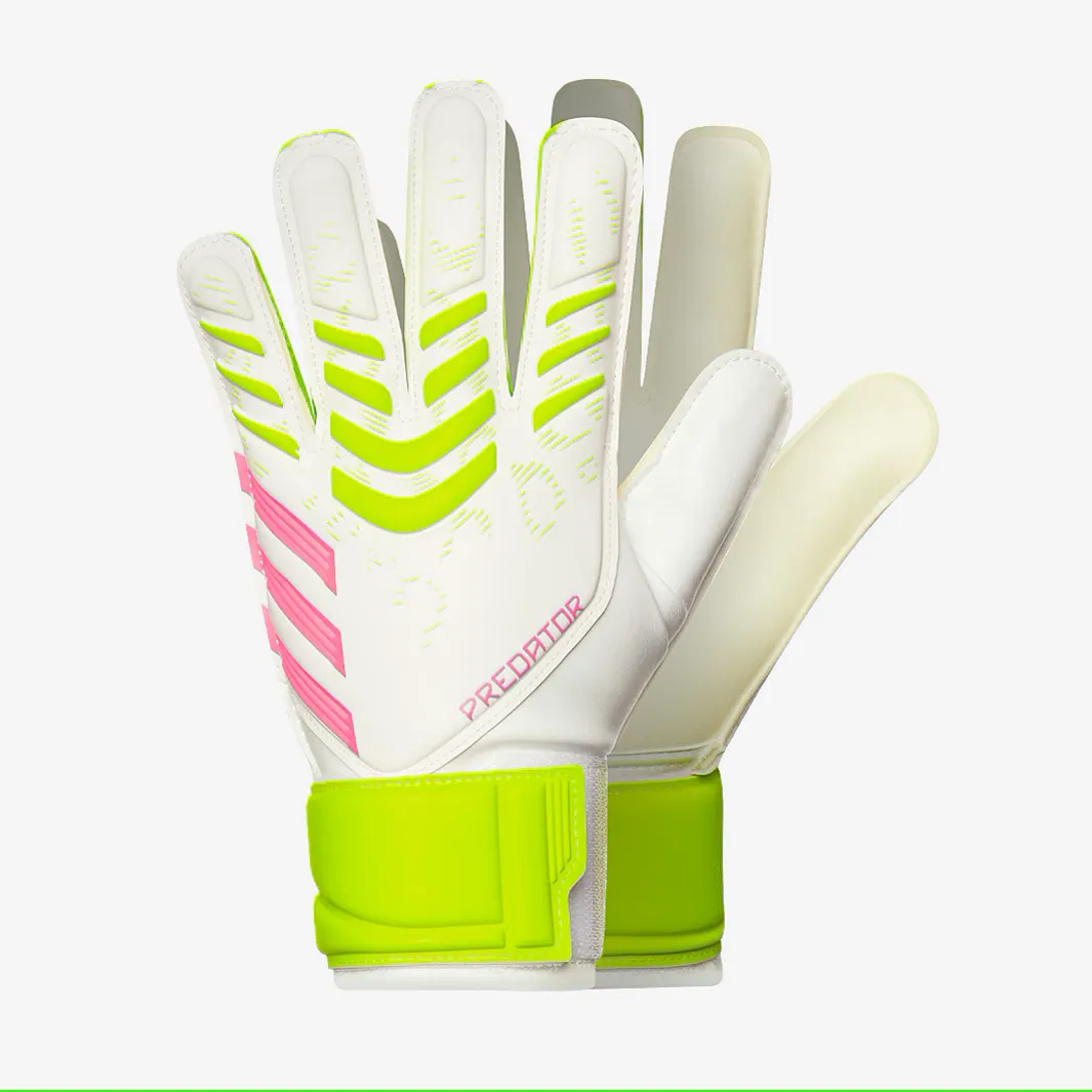 adidas Predator GL Training Goalkeeper Gloves- JUNIOR- White/Lemon/Pink