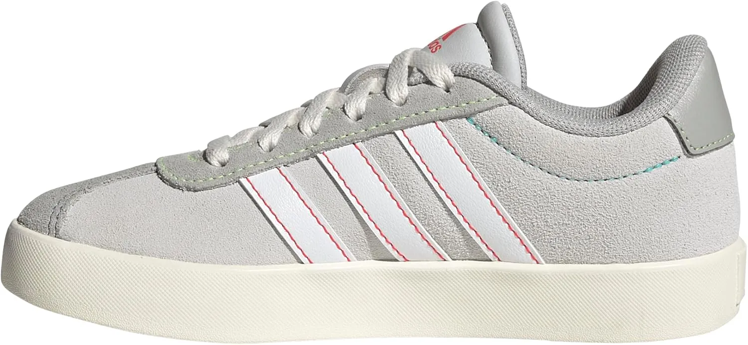 adidas VL Court 3.0 Sneaker, Dash Grey/White/Lime Burst, 7 US Unisex Big Kid