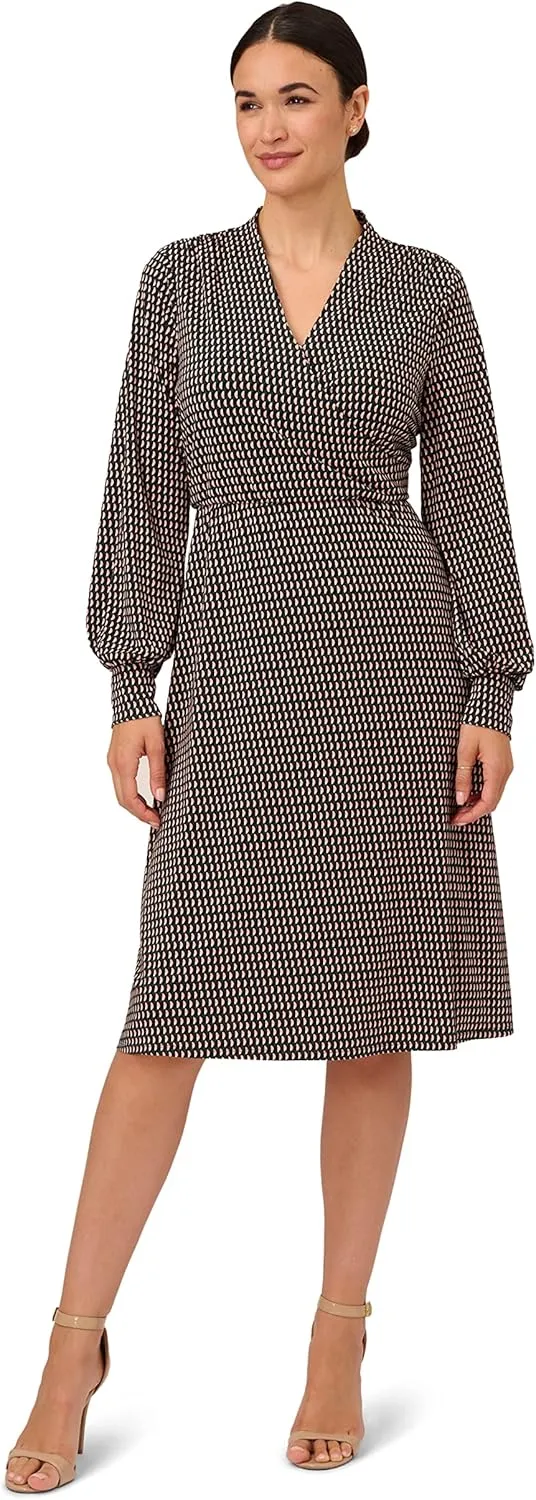 Adrianna Papell Women's Long Sleeve Wrap Midi Dress