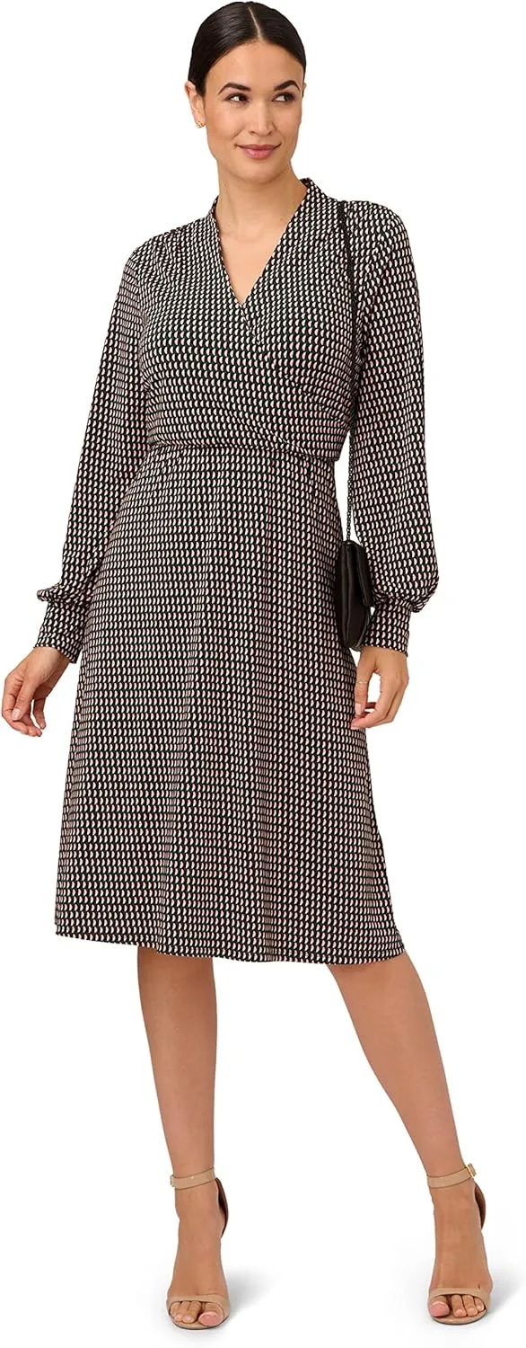 Adrianna Papell Women's Long Sleeve Wrap Midi Dress