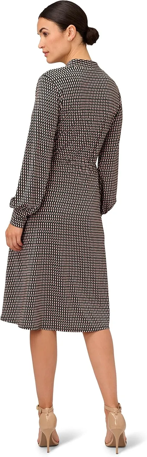Adrianna Papell Women's Long Sleeve Wrap Midi Dress
