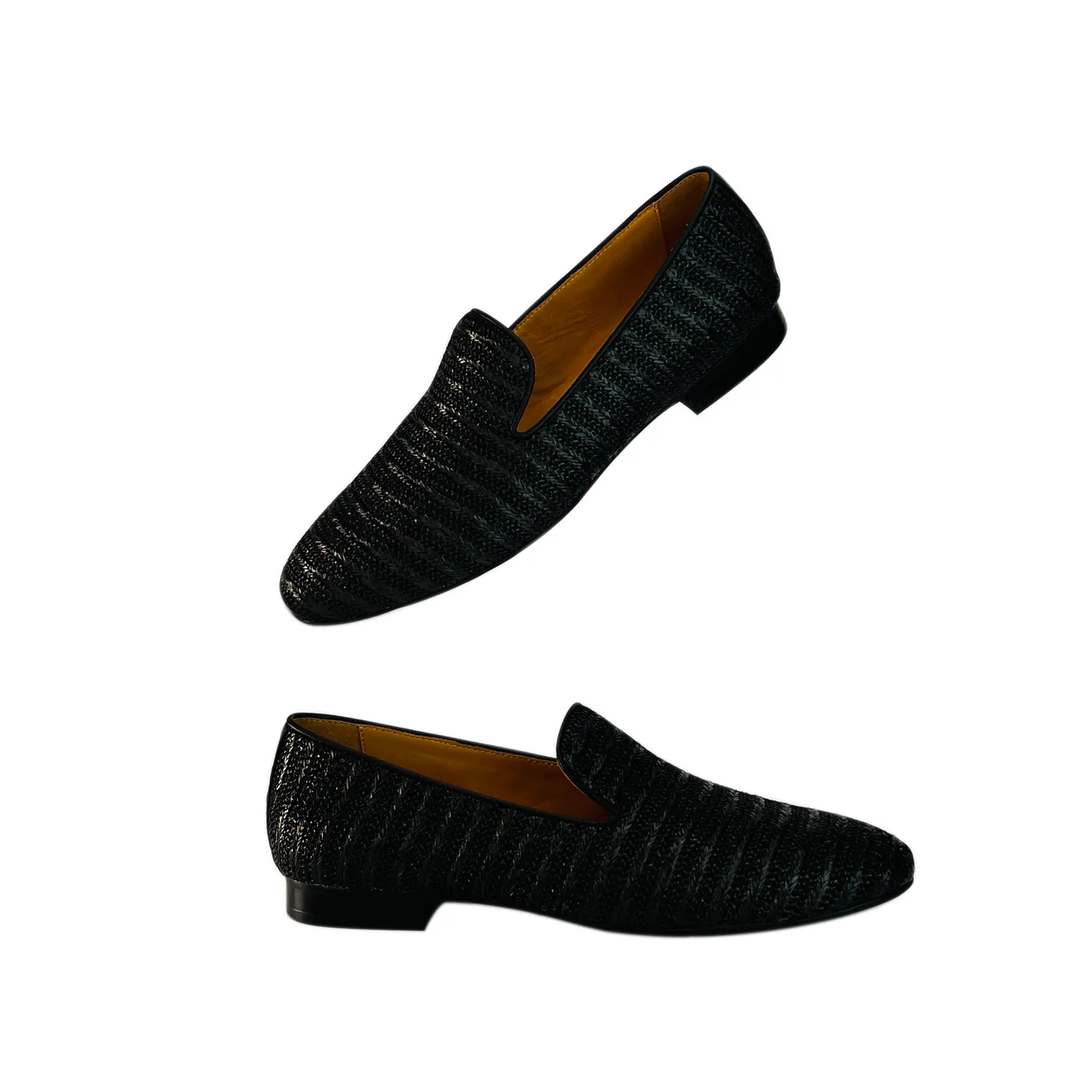 AiciBerllucci BREE  Women's Woven Leather Slip-On Loafers - Lightweight Comfort Flats with Memory Foam, Black