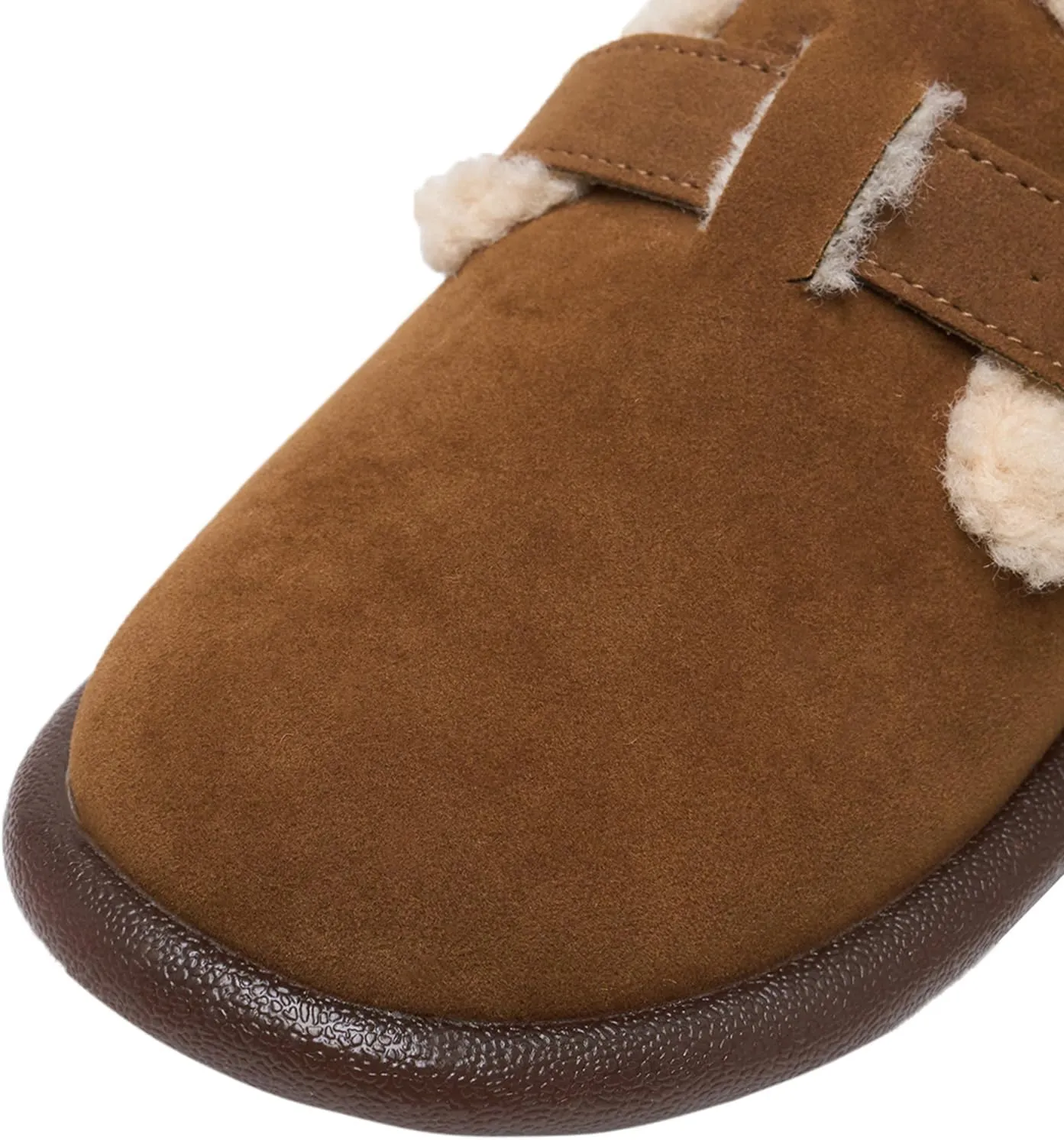 Alexis Leroy Women's Slip On Fuzzy Mules Comfortable Flat Lightweight Casual Travel Shoes