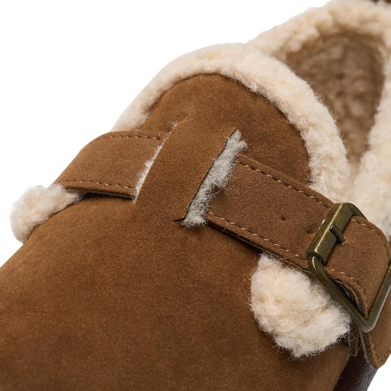 Alexis Leroy Women's Slip On Fuzzy Mules Comfortable Flat Lightweight Casual Travel Shoes