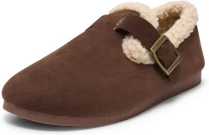 Alexis Leroy Women's Slip On Fuzzy Mules Comfortable Flat Lightweight Casual Travel Shoes