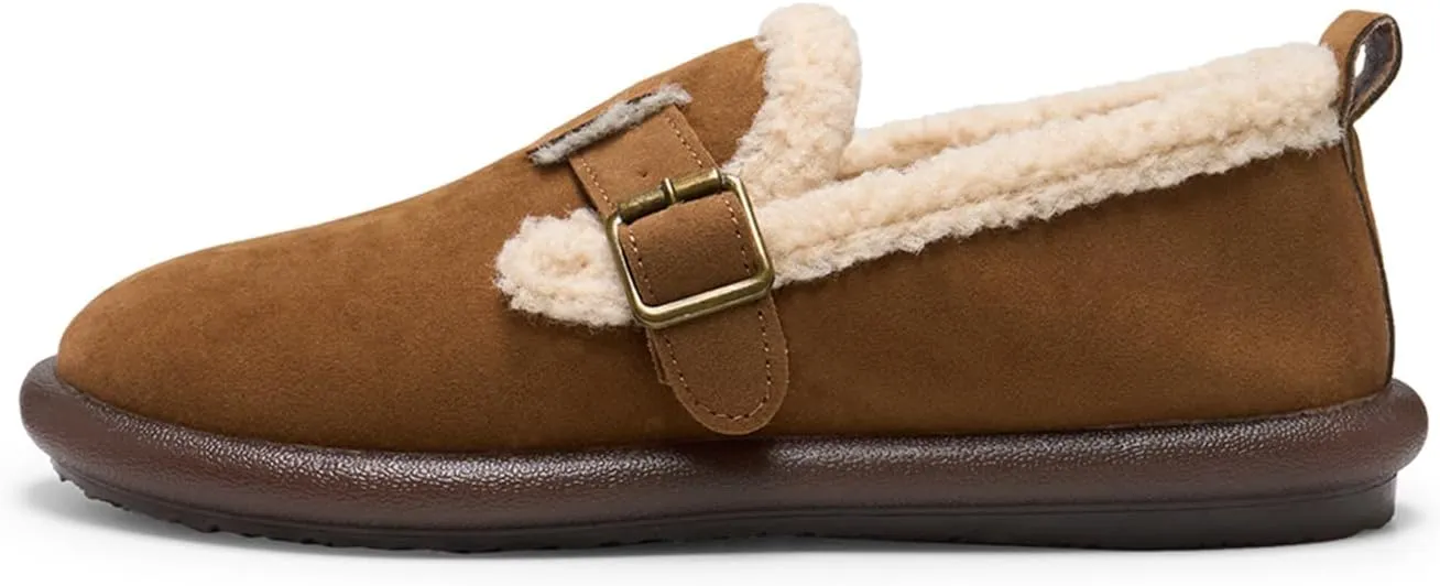 Alexis Leroy Women's Slip On Fuzzy Mules Comfortable Flat Lightweight Casual Travel Shoes