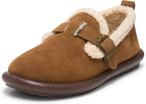 Alexis Leroy Women's Slip On Fuzzy Mules Comfortable Flat Lightweight Casual Travel Shoes
