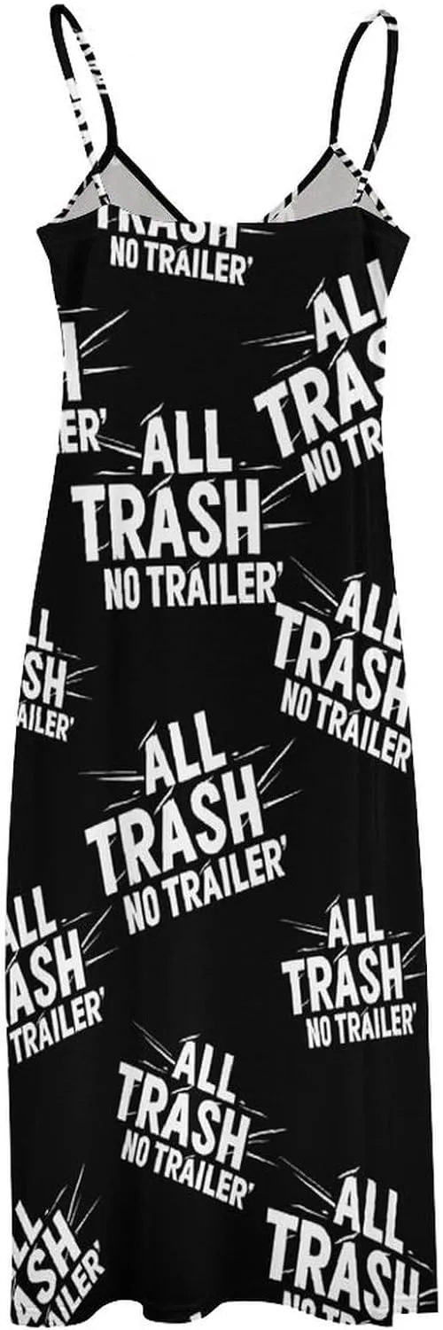 All Trash No Trailer Loose Maxi Summer Dresses for Women V Neck Sundress Long Beach Dress Vacation