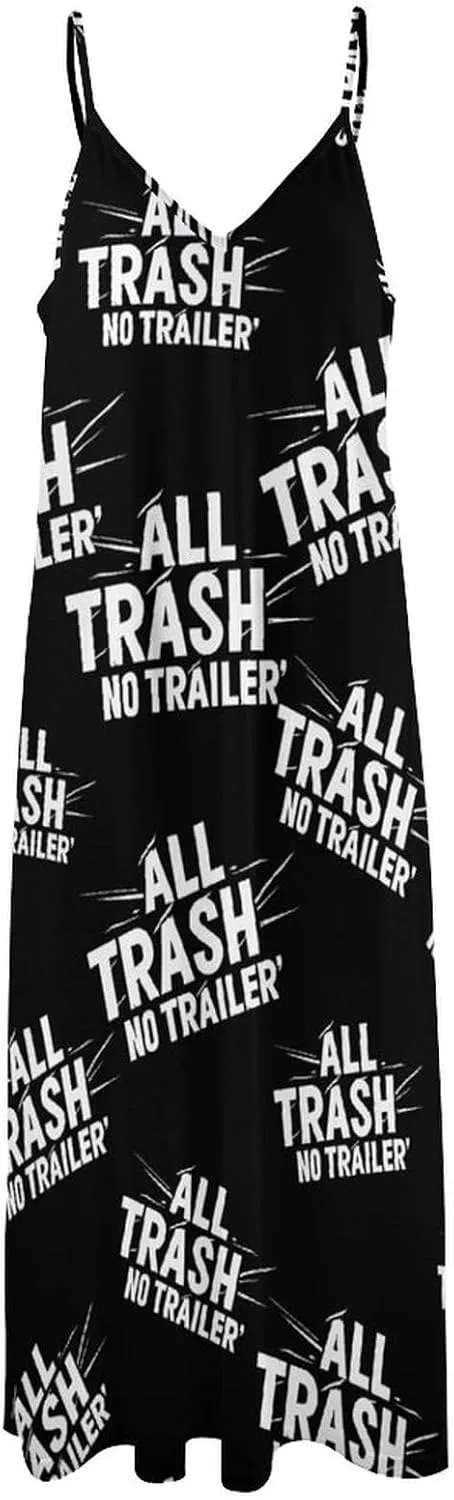 All Trash No Trailer Loose Maxi Summer Dresses for Women V Neck Sundress Long Beach Dress Vacation