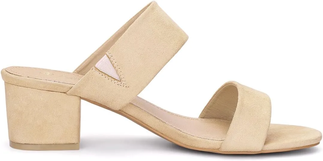 Allegra K Women's Block Heel Dual Straps Slide Sandals