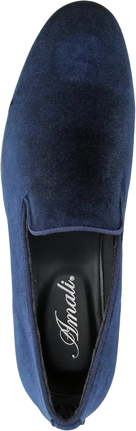 Amali Fishman Men’s Dress Shoes Plush Velvet with a Quilted Design Slip-on Driver Shoes for Men Velvet Loafers The Original Smoking Men Tuxedo Slipper Shoes
