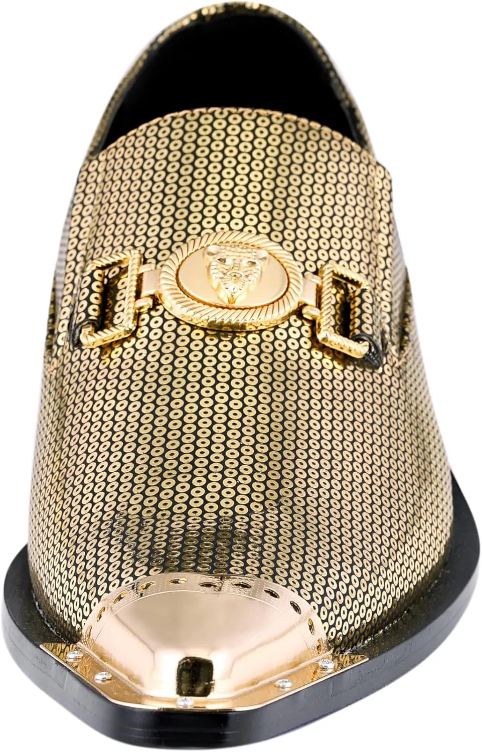Amali Sparkling Smoking Slipper with Metal Tip - Men's Dress Shoes - Party Loafers for Men - Metallic Loafers for Men - Mens Disco Shoes - Designer Shoes