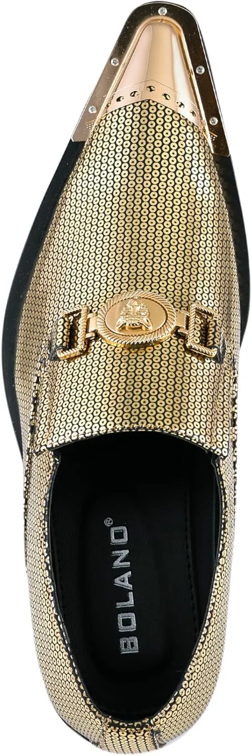 Amali Sparkling Smoking Slipper with Metal Tip - Men's Dress Shoes - Party Loafers for Men - Metallic Loafers for Men - Mens Disco Shoes - Designer Shoes