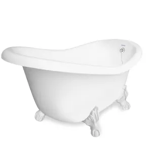 American Bath Factory Marilyn 67" White AcraStone Tub & Drain, No Faucet Holes