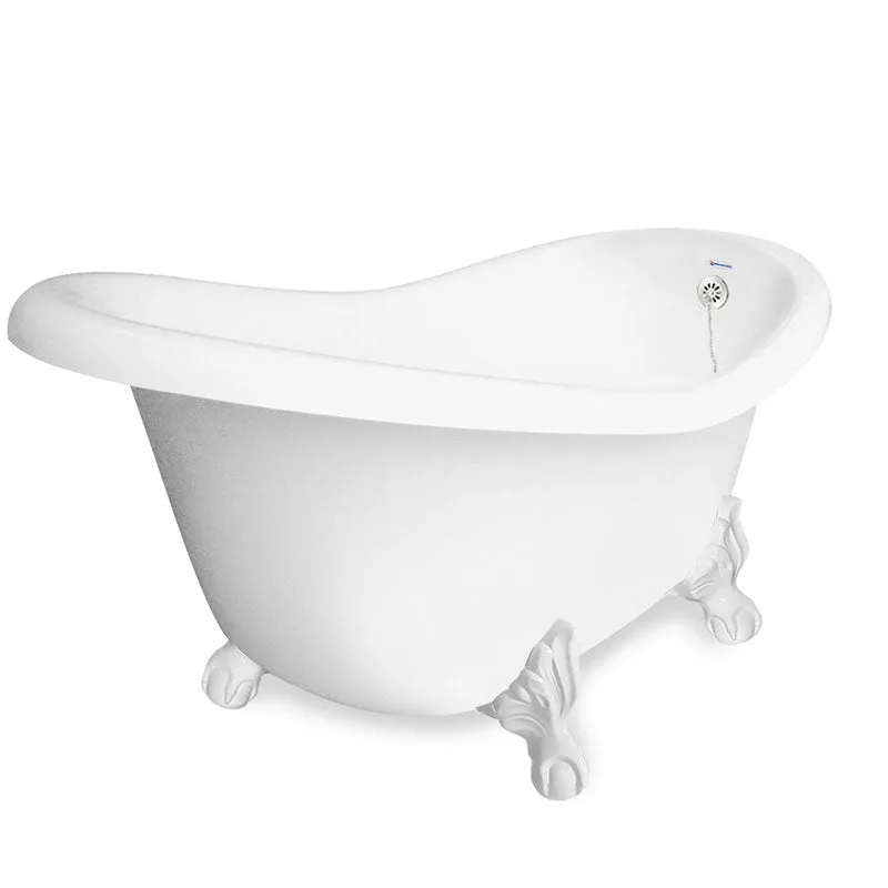 American Bath Factory Marilyn 67" White AcraStone Tub & Drain, No Faucet Holes
