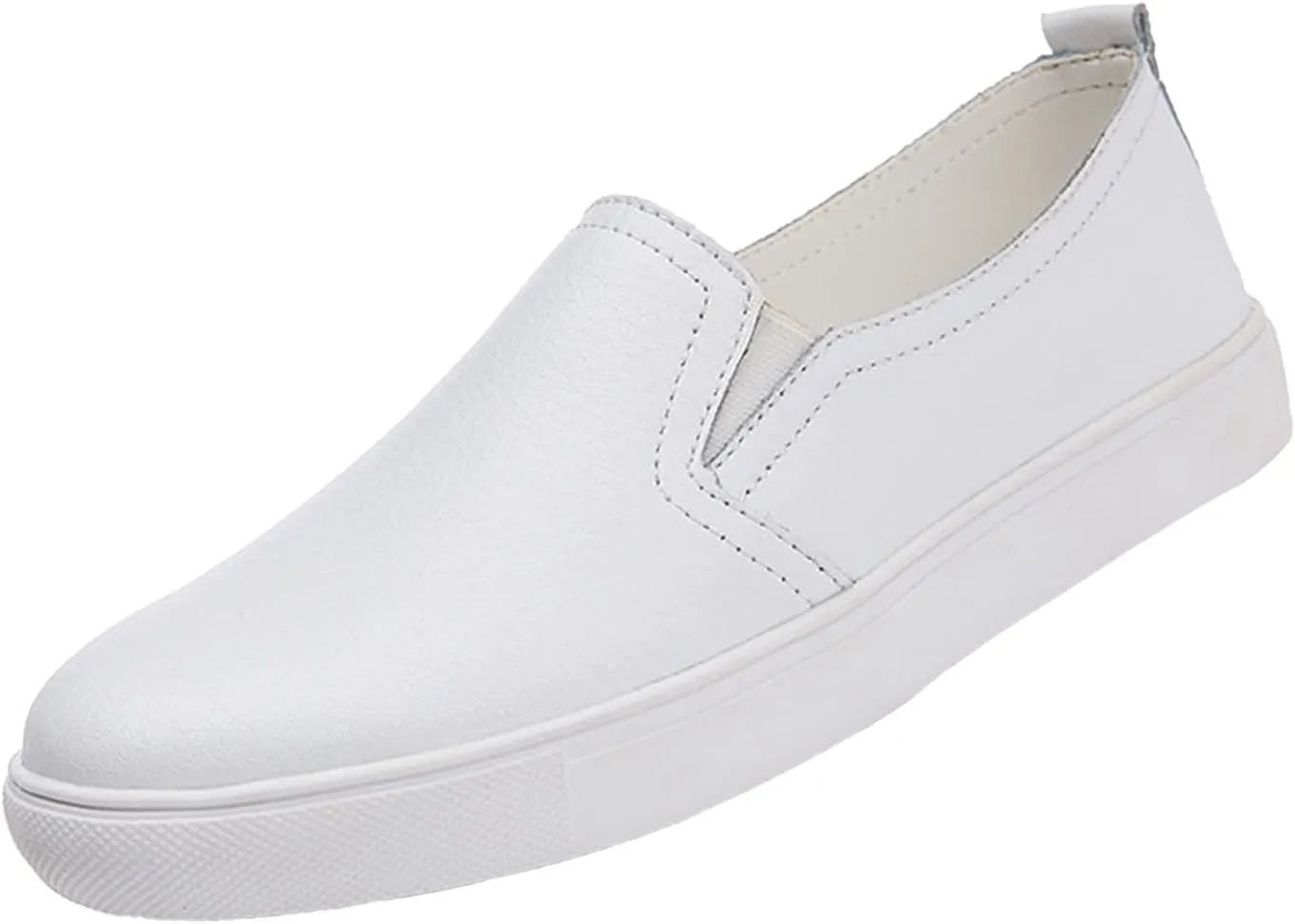 AngryMonkey Women's Leather Slip On Fashion Sneakers,All-Day Comfy Low-Top Non-Slip Softsole Causal Jogging Sports Shoes