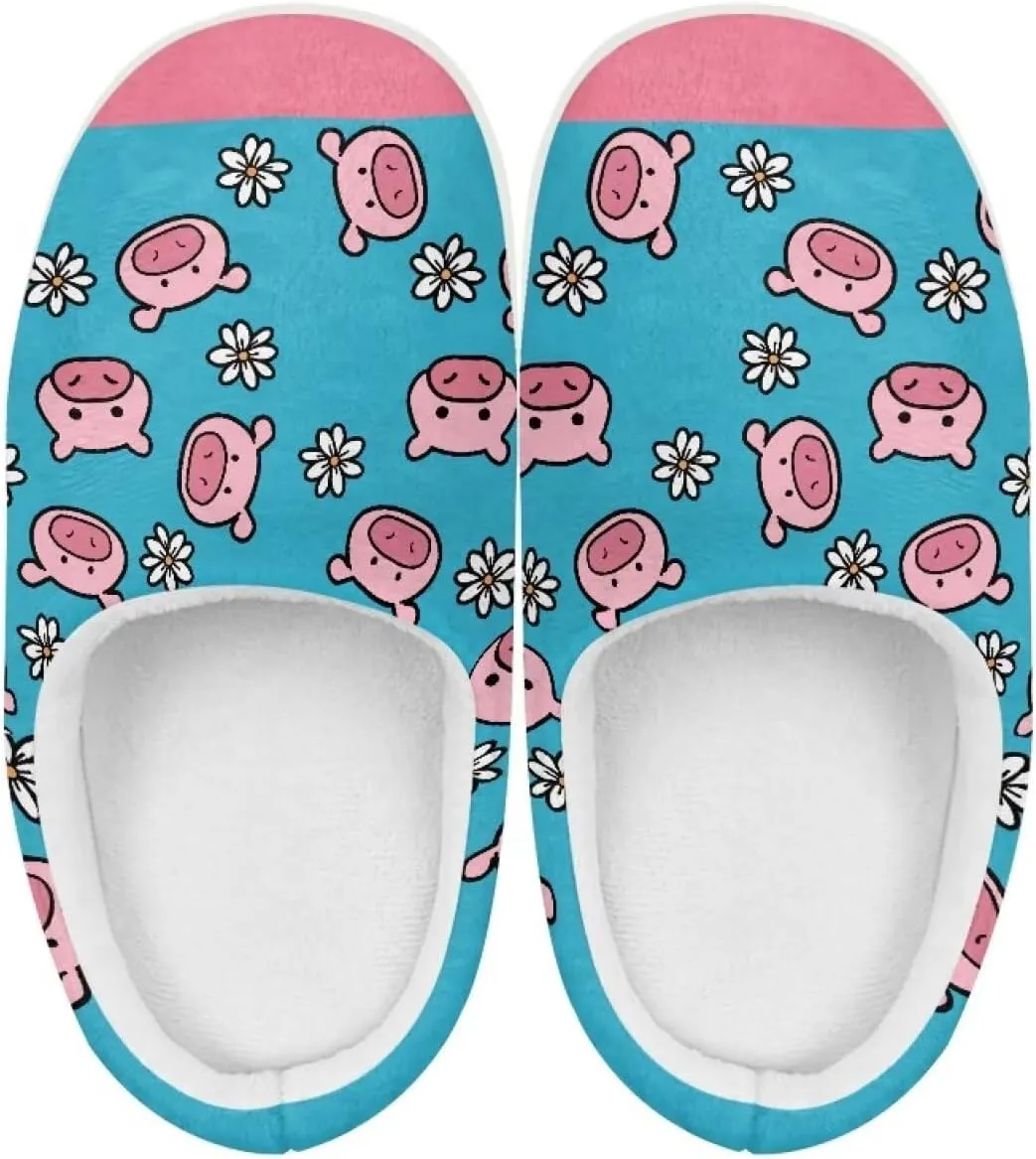 Animal Plush Slippers for Kid Warm Soft Floral Fluffy Fuzzy Slippers Slip-On Anti-Skid Outdoor Home Slipper for Kids