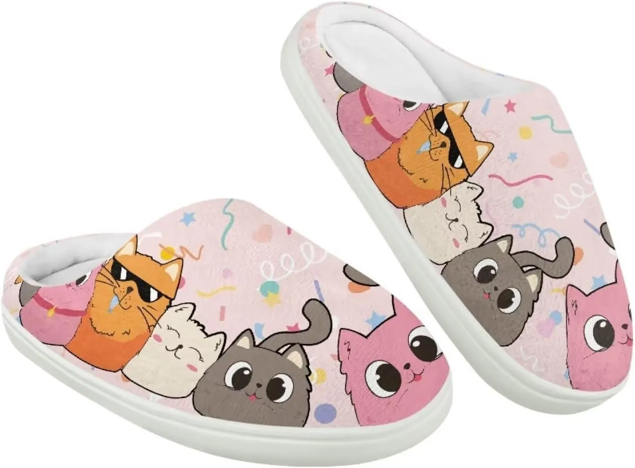 Animal Plush Slippers for Kid Warm Soft Floral Fluffy Fuzzy Slippers Slip-On Anti-Skid Outdoor Home Slipper for Kids