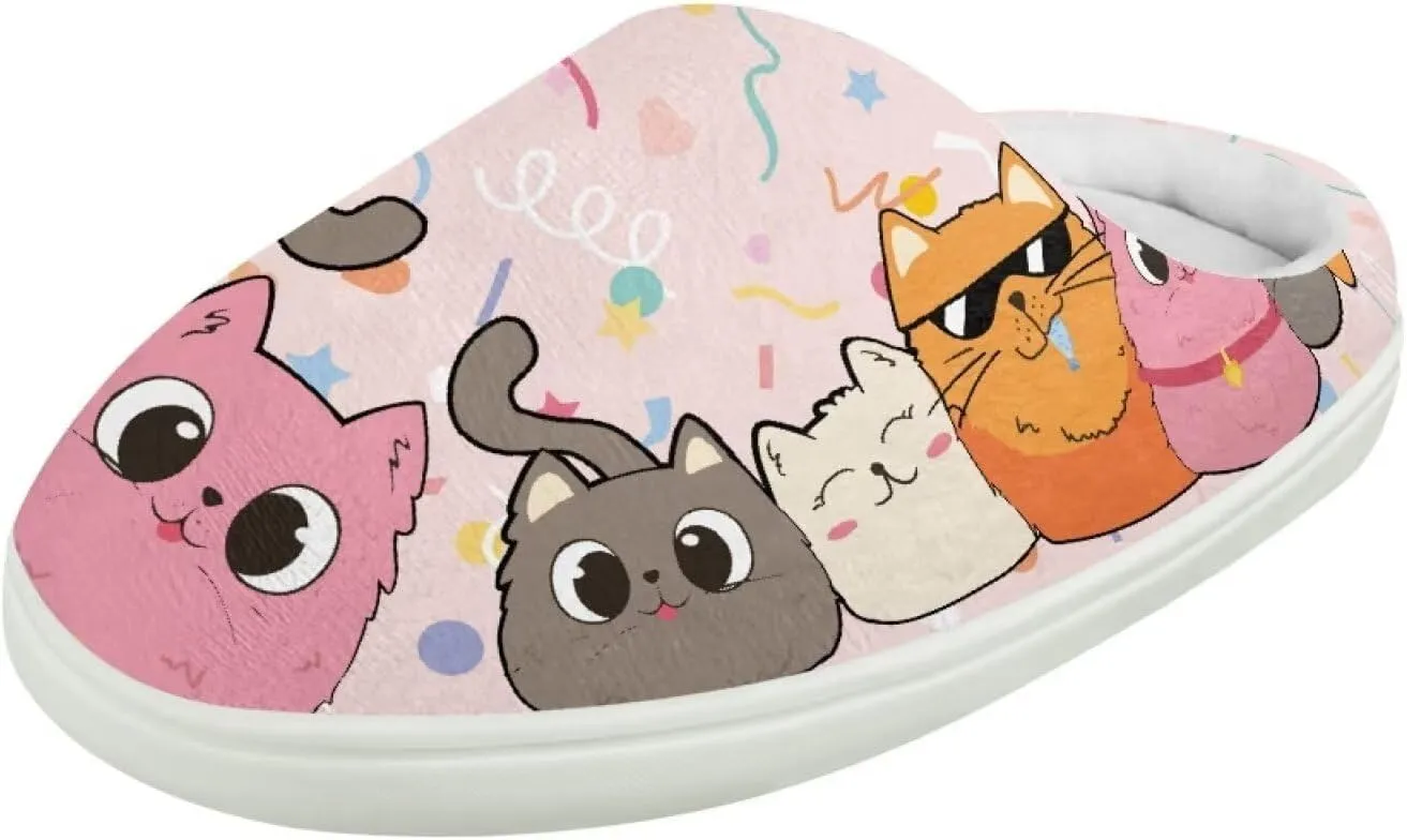 Animal Plush Slippers for Kid Warm Soft Floral Fluffy Fuzzy Slippers Slip-On Anti-Skid Outdoor Home Slipper for Kids