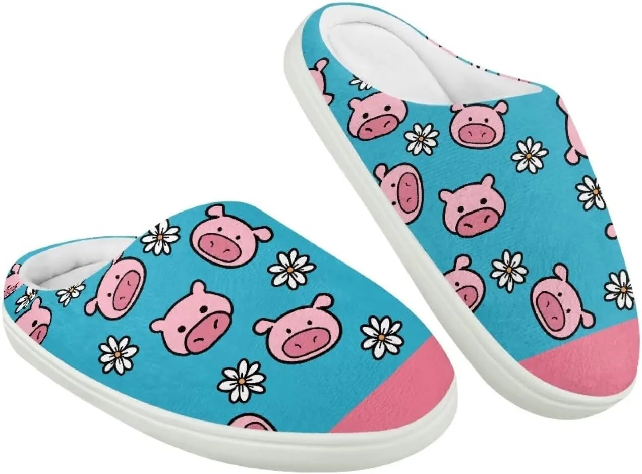 Animal Plush Slippers for Kid Warm Soft Floral Fluffy Fuzzy Slippers Slip-On Anti-Skid Outdoor Home Slipper for Kids
