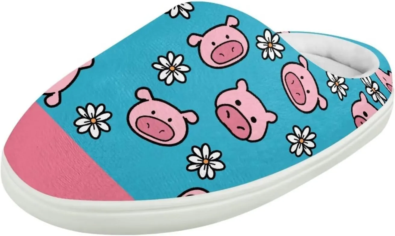 Animal Plush Slippers for Kid Warm Soft Floral Fluffy Fuzzy Slippers Slip-On Anti-Skid Outdoor Home Slipper for Kids