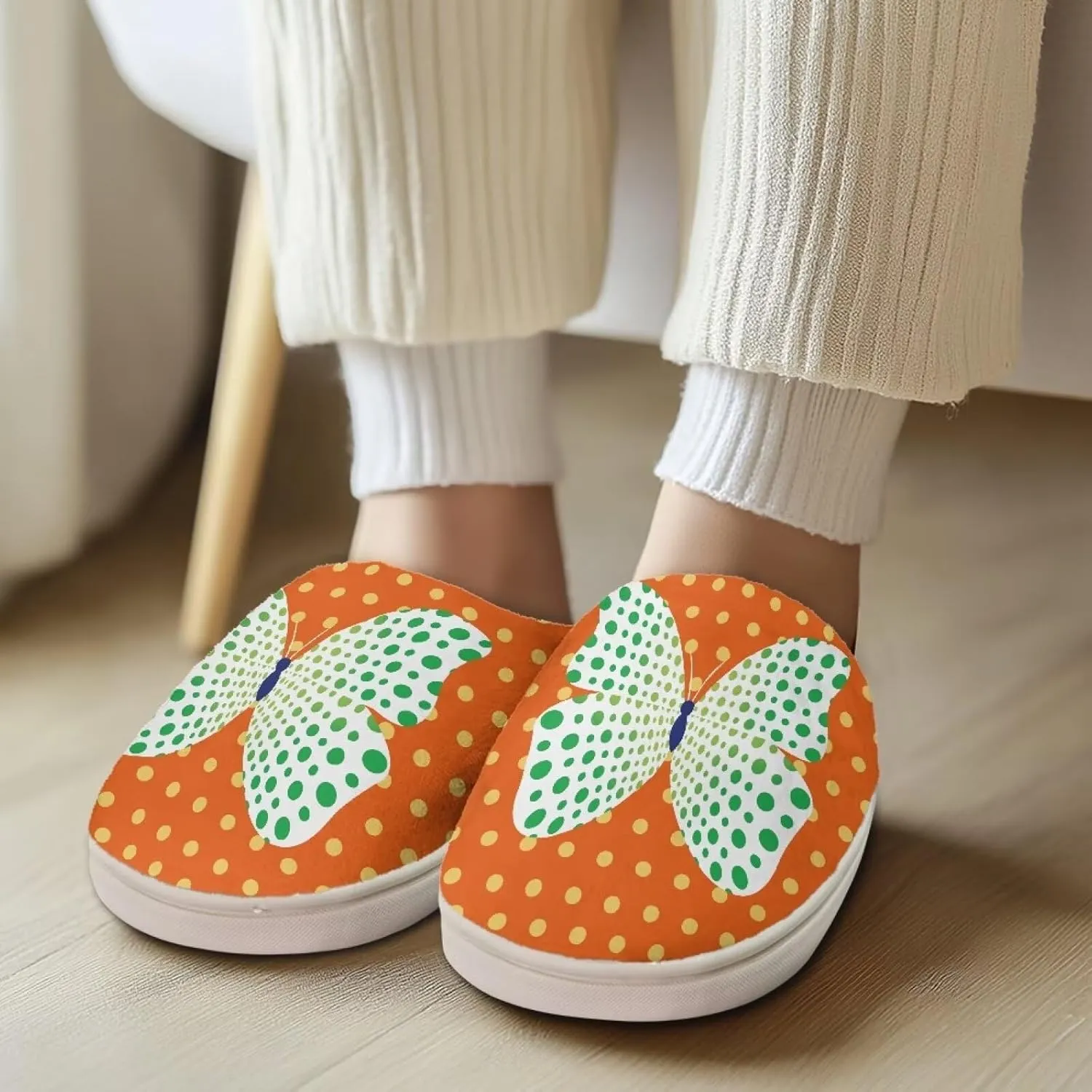 Animal Print Plush Slipper for Women Warm Furry Indoor Slipper Winter Cozy Cotton Flannel Non-Slip for House Outdoor Ladies Slipper US 4-12