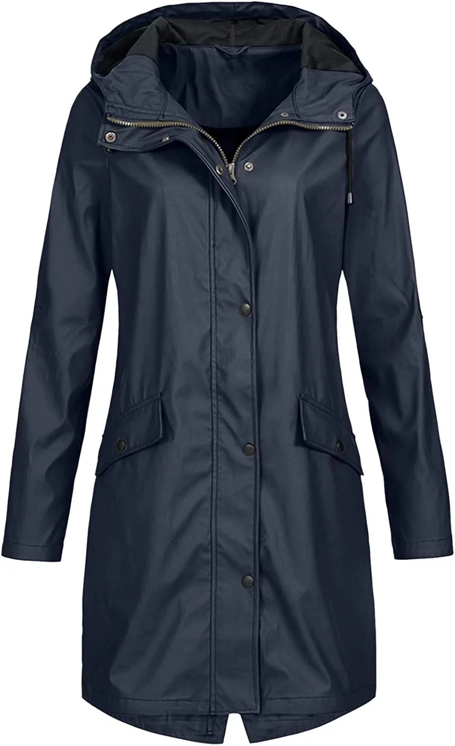 Aniywn Long Rain Jacket Women Lightweight Rain Coat Hooded Active Outdoor Jackets Zipper Waterproof Windbreaker Coat Women