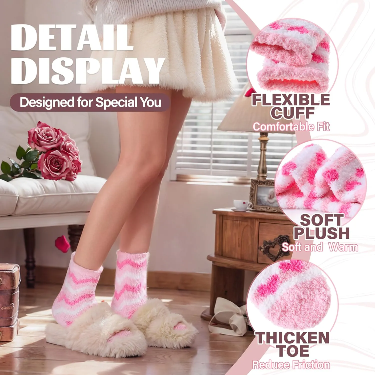 Anlisim Womens Fuzzy Socks Cozy Fluffy Winter Cabin Slipper Warm Fleece Soft Thick Comfy Socks
