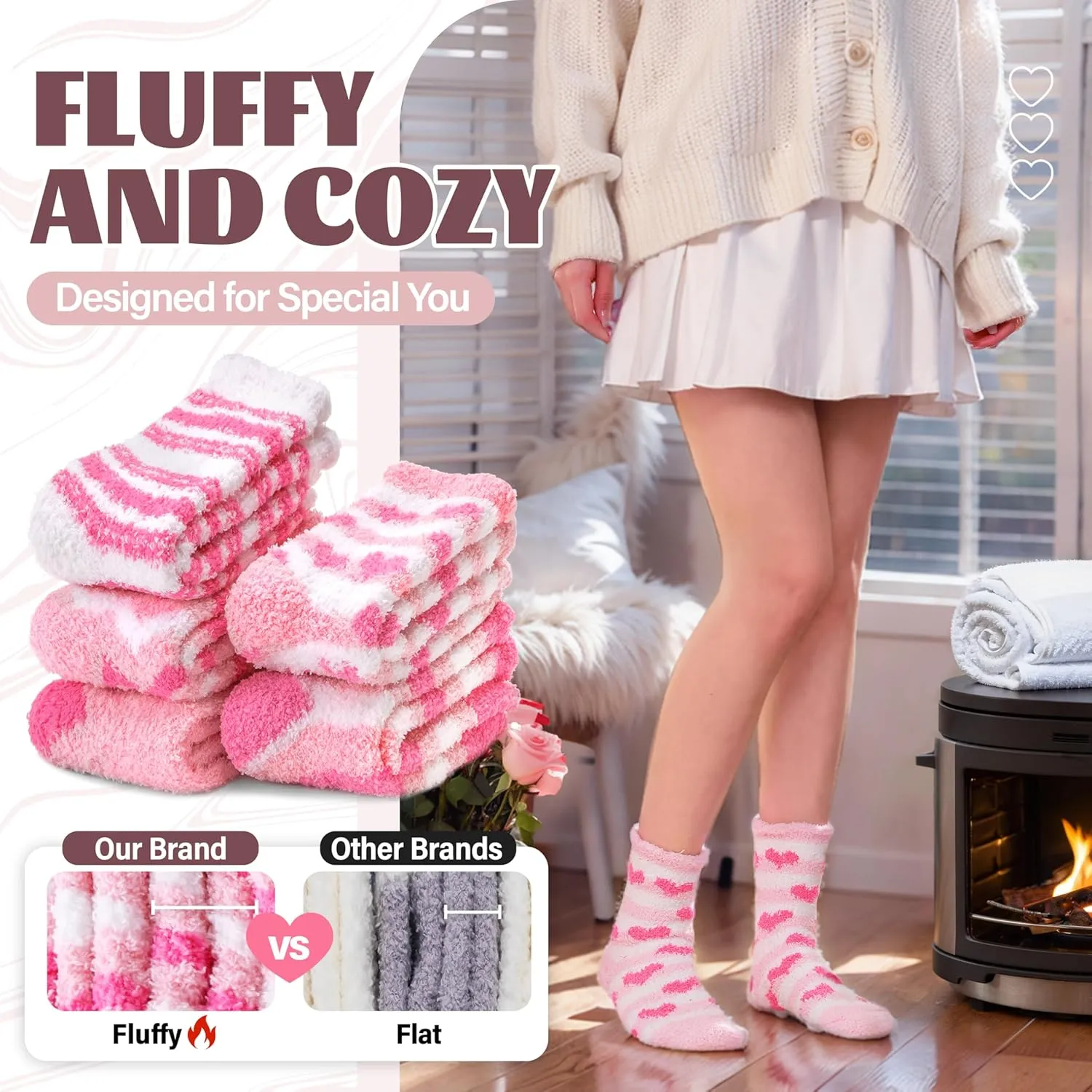 Anlisim Womens Fuzzy Socks Cozy Fluffy Winter Cabin Slipper Warm Fleece Soft Thick Comfy Socks