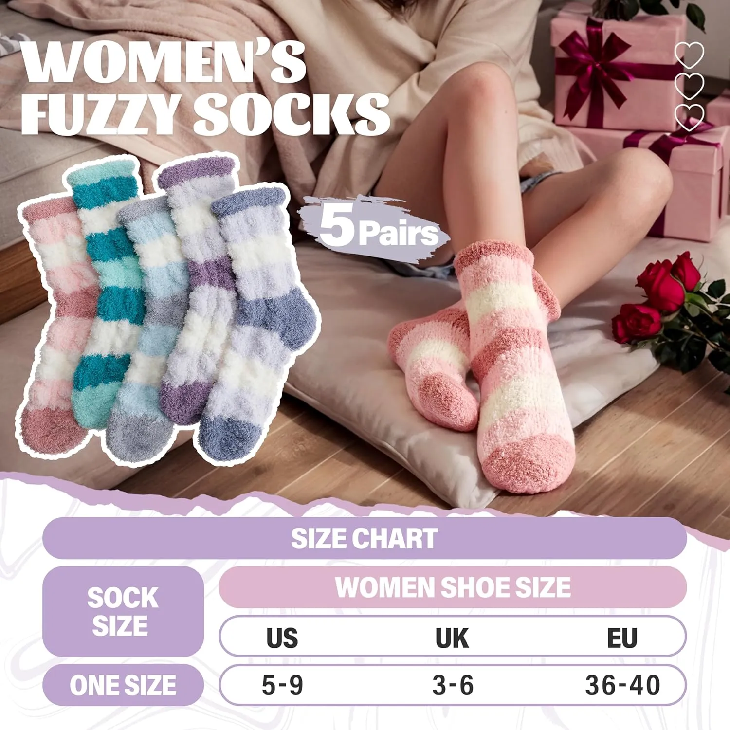 Anlisim Womens Fuzzy Socks Cozy Fluffy Winter Cabin Slipper Warm Fleece Soft Thick Comfy Socks